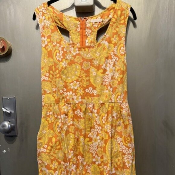 Retro Vintage Racerback (with Mini Bows) Mod Floral late 60s/ 70s Mini Dress - Picture 8 of 16